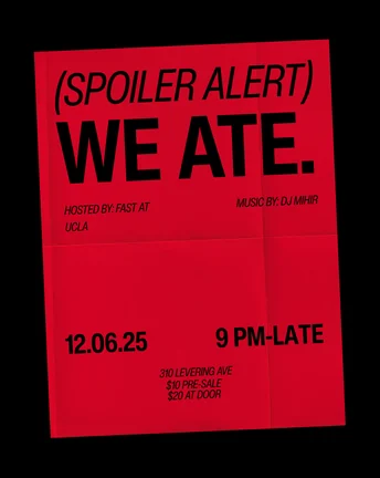 Spoiler alert, We Ate, red fashion event poster