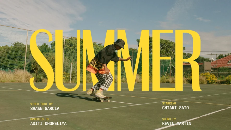 Summer skate poster, skater on a sunny tree-lined street