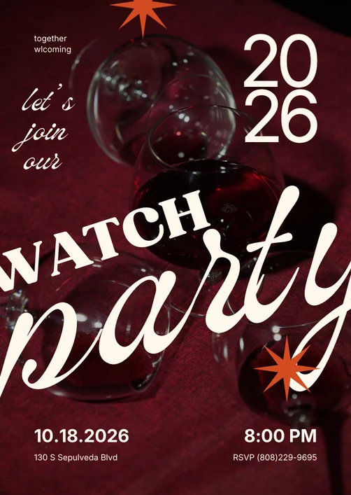 2026 watch party invitation, October 18 at 8:00 pm, let’s join our watch party